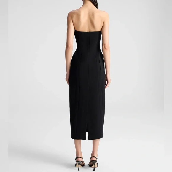 ALC Elizabeth Strapless Cotton Midi Dress in black